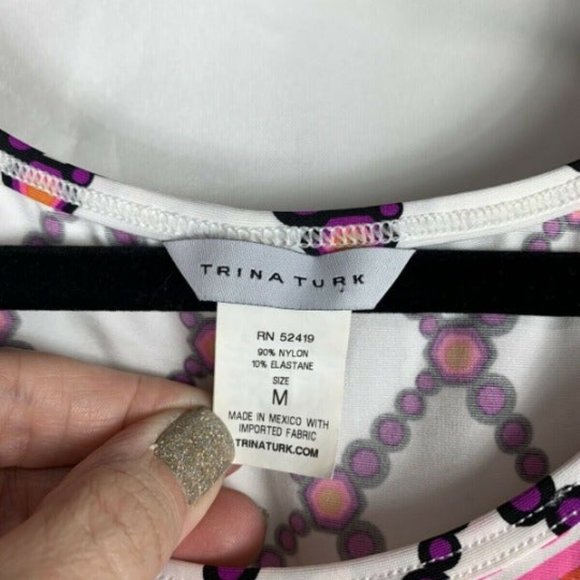 Trina Turk KON TIKI Swim Suit Cover Up Small White Black Abstract Print - Picture 3 of 4